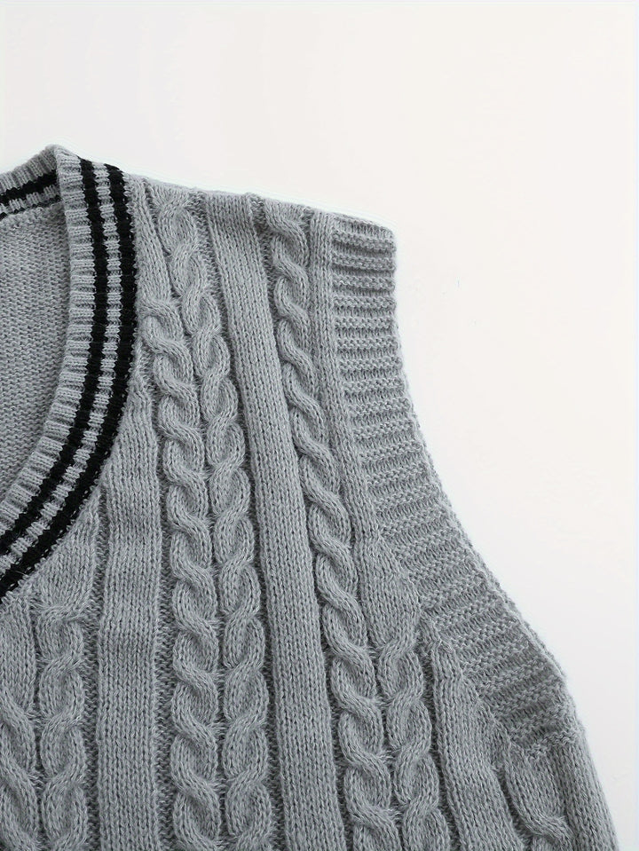 Graham | Cable-Knit V-Neck Vest
