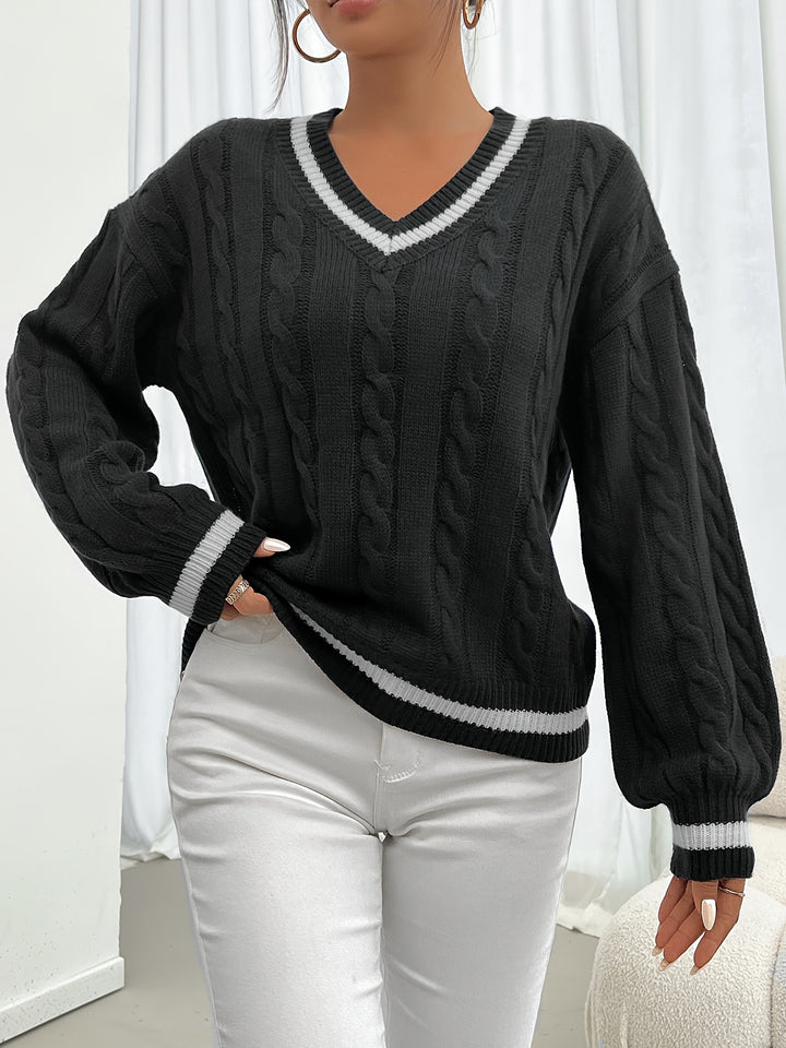 Tamara | Classic Cable-Knit V-Neck Sweater