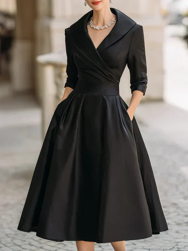 Gabriella | Elegant Wrap Neck Midi Dress
