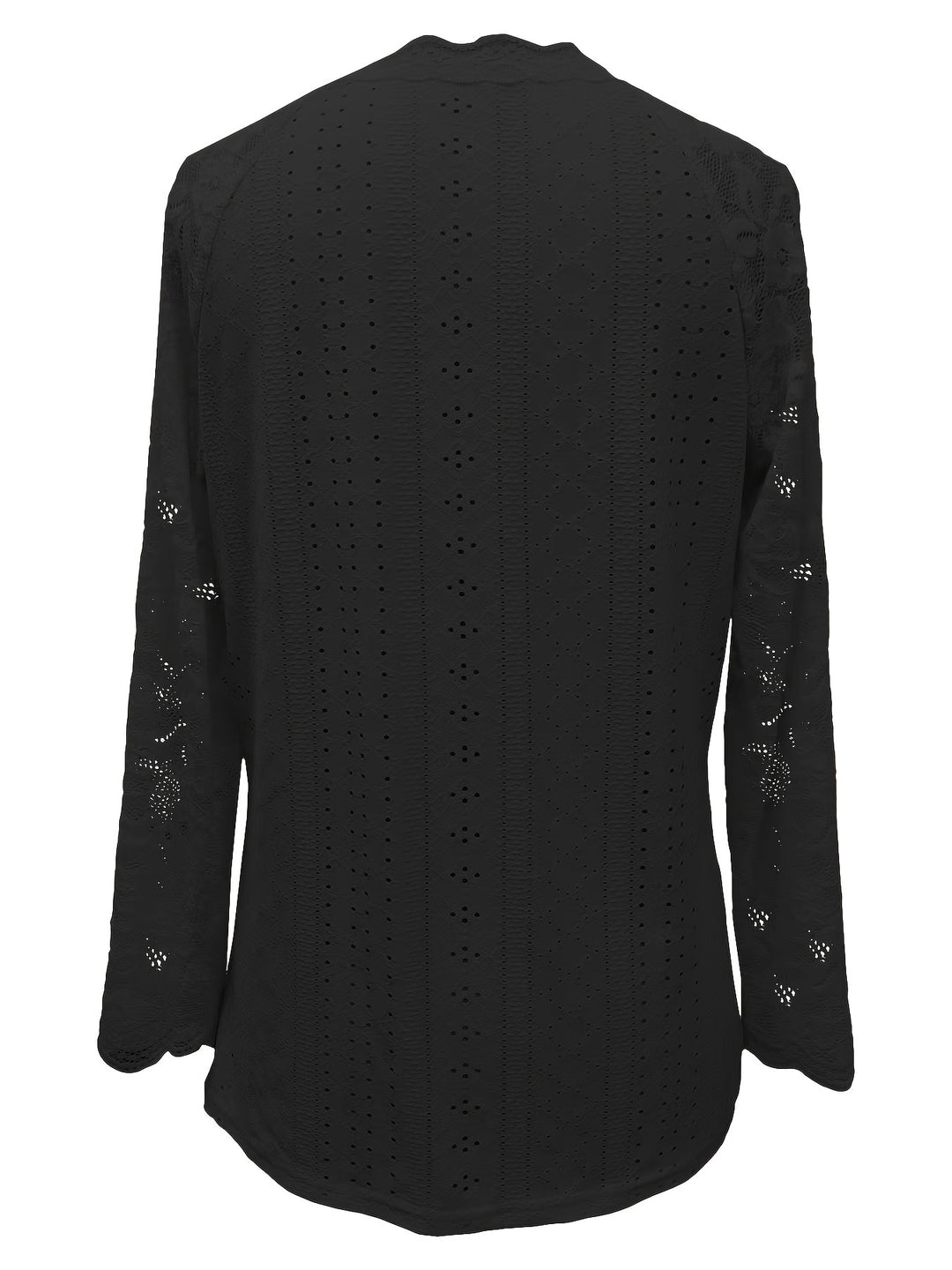 Susanna | Lace-Sleeve Tie-Neck Top