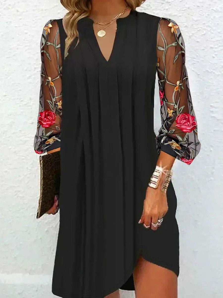 Camille | Floral Sleeve Midi Dress