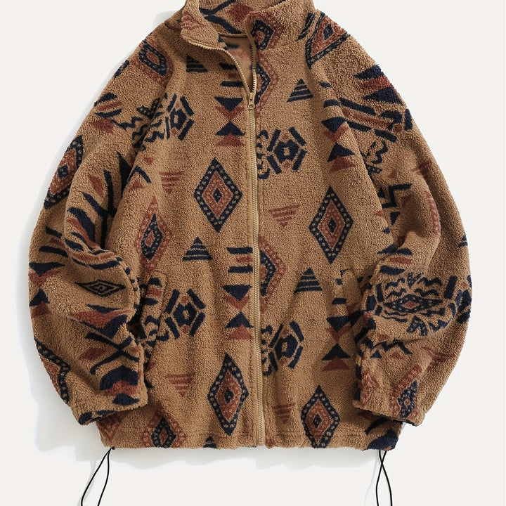 Dahlia | Patterned Plush Zip-Up Jacket