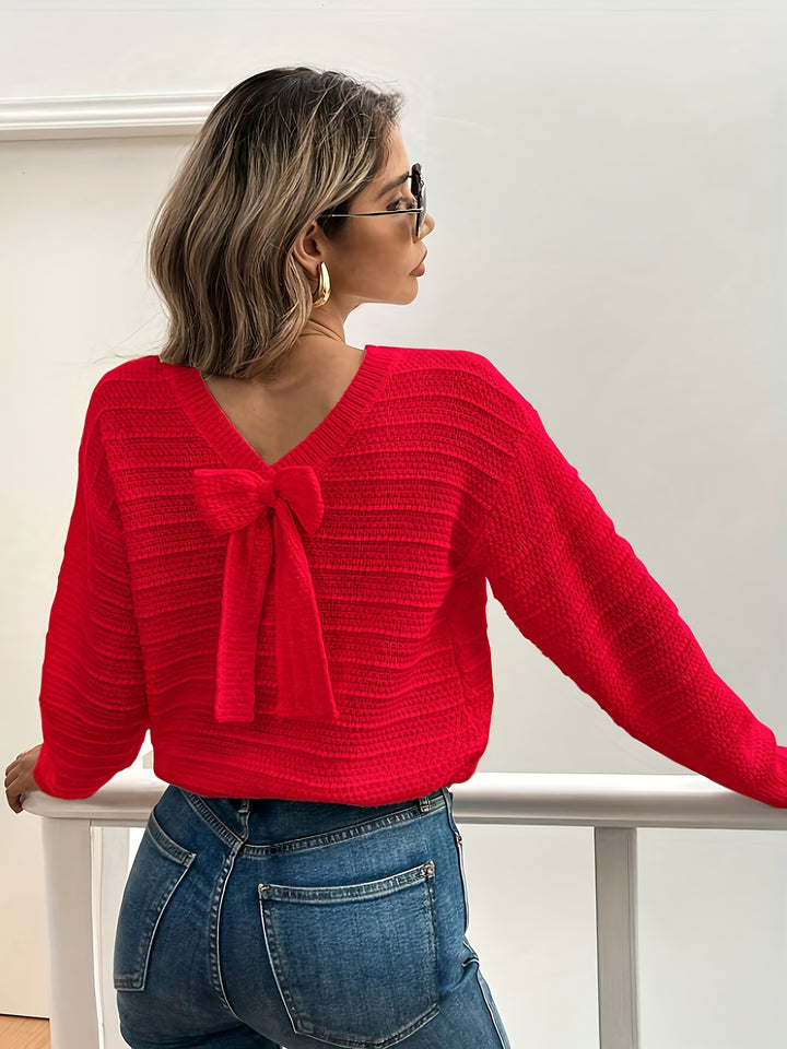 Annika | Bow-Detail V-Neck Sweater