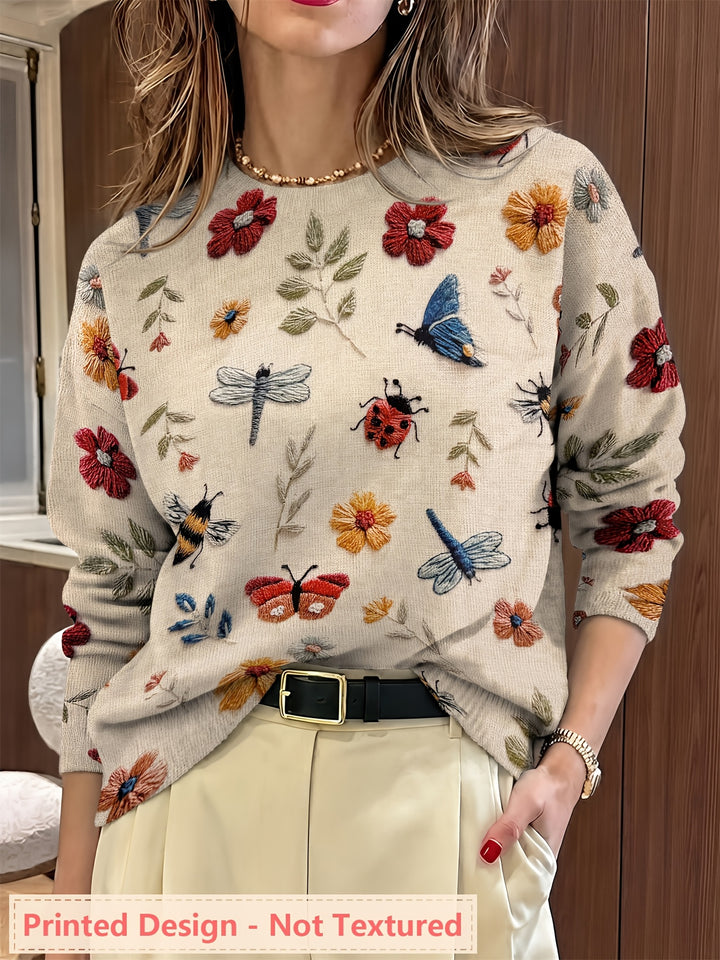 Cynthia | Botanical Crew Neck Sweater