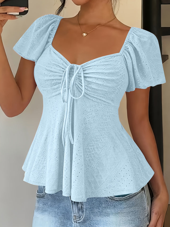 Juliet | Textured Drawstring Peplum Top