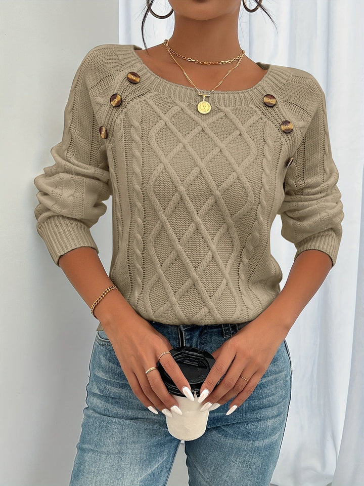 Olivia | Elegant Button Detail Knit Sweater