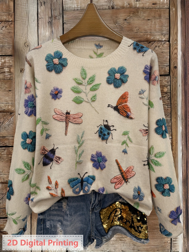 Cynthia | Botanical Crew Neck Sweater