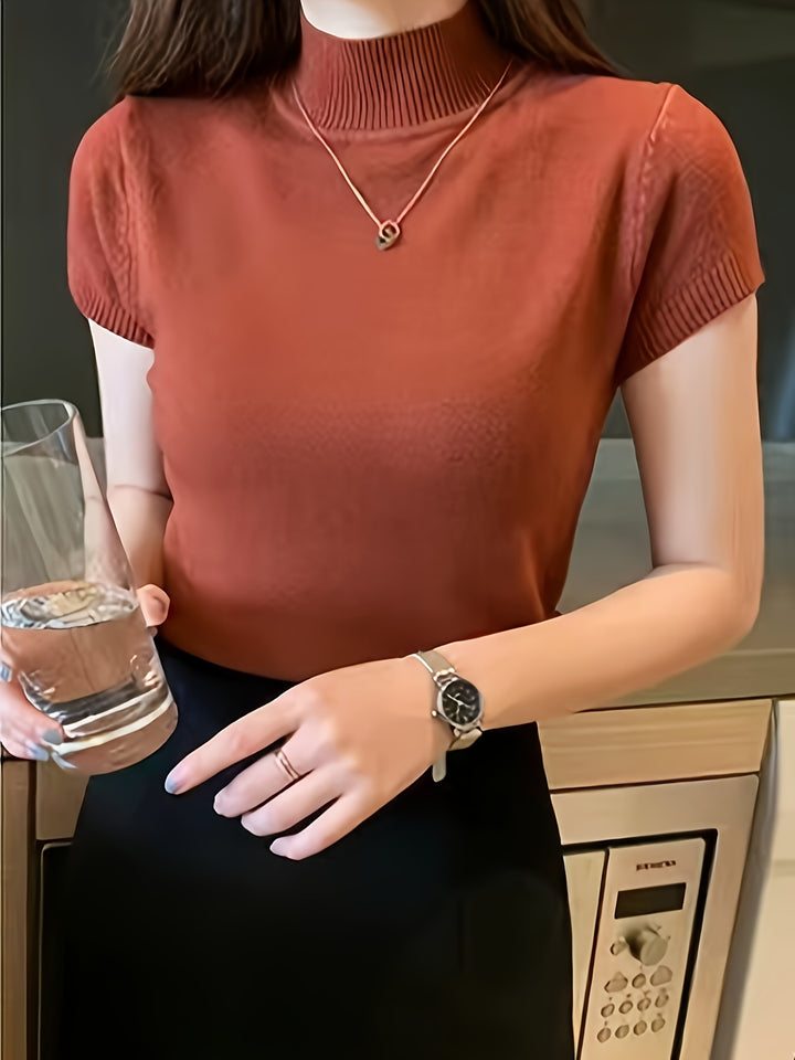 Rowan | Refined Mock-Neck Short Sleeve Top