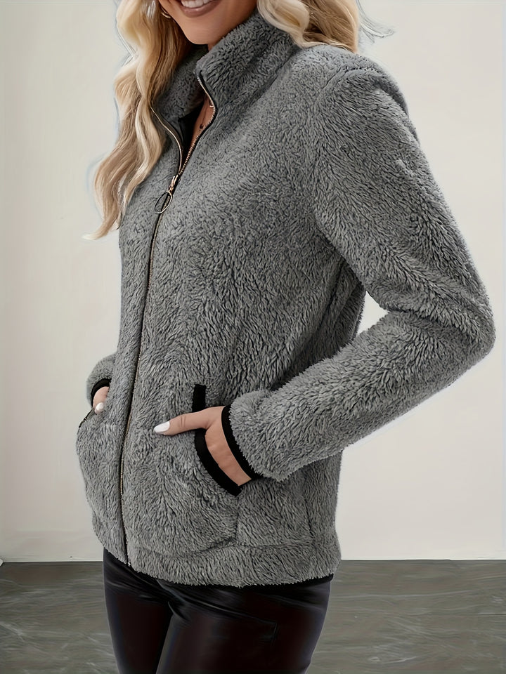 Greta | Cozy Contrast Zip Jacket