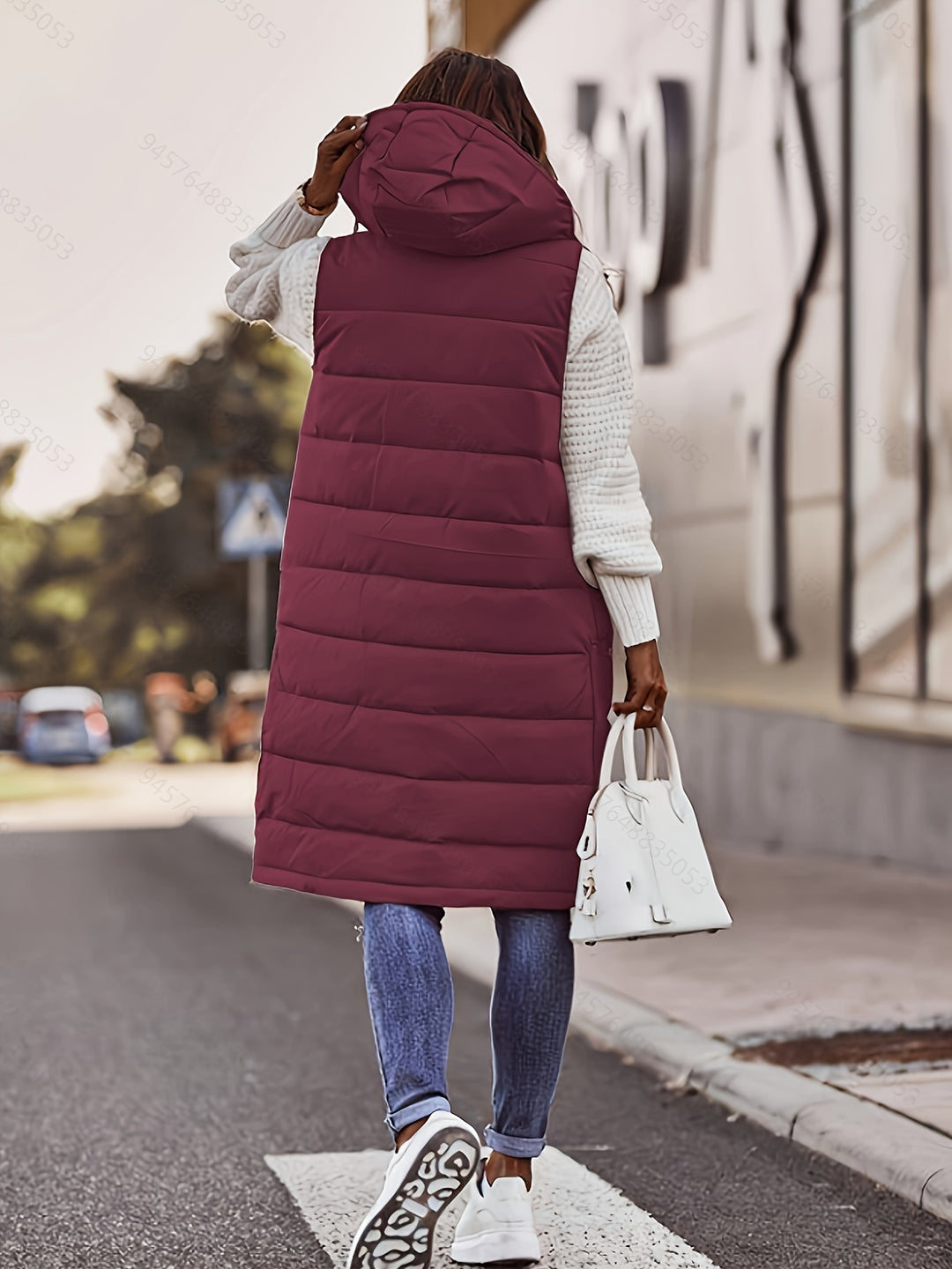 Lillian | Hooded Longline Quilted Vest