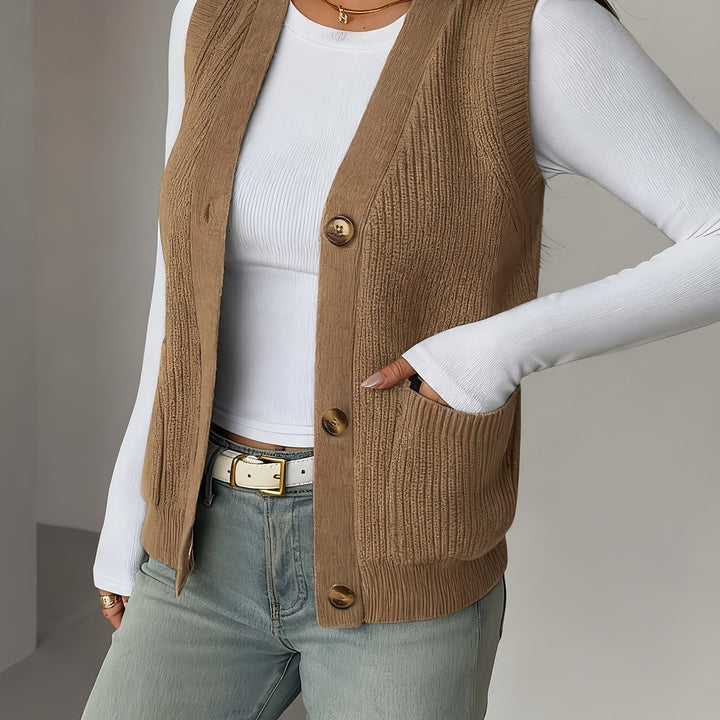 Rosaline | Textured Button-Front Vest