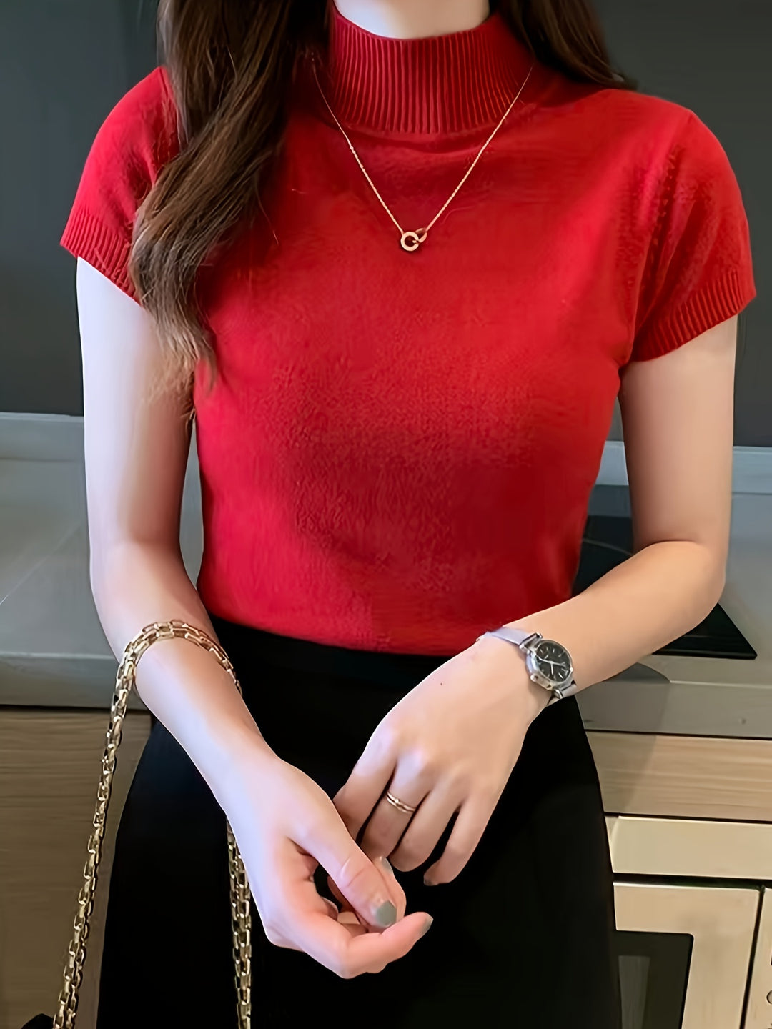Rowan | Refined Mock-Neck Short Sleeve Top