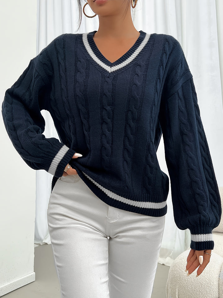 Tamara | Classic Cable-Knit V-Neck Sweater