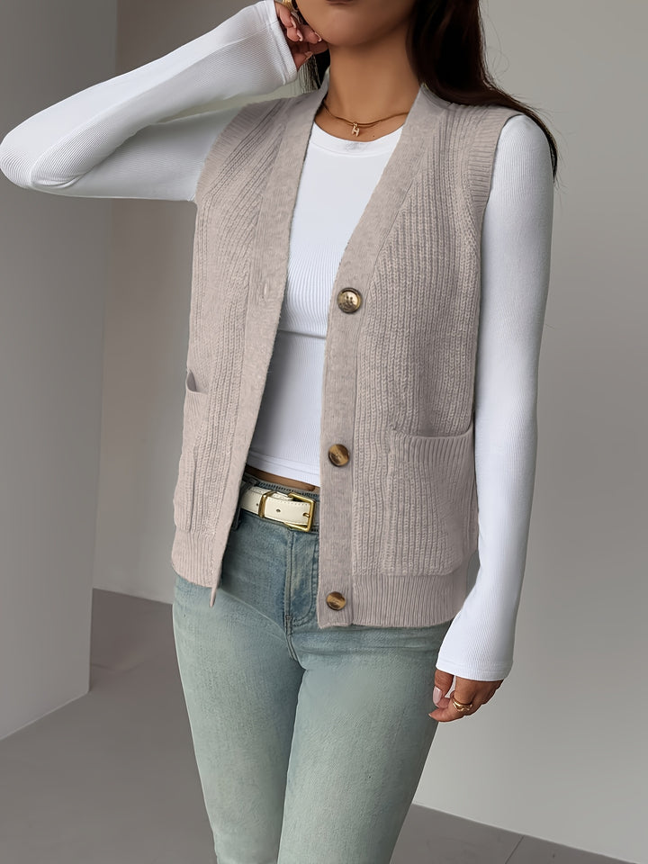 Rosaline | Textured Button-Front Vest