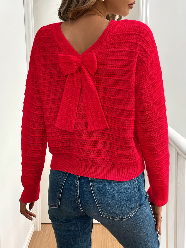 Annika | Bow-Detail V-Neck Sweater