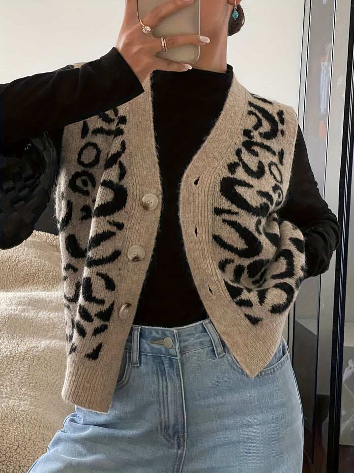 Hattie | Animal-Print Button-Front Vest