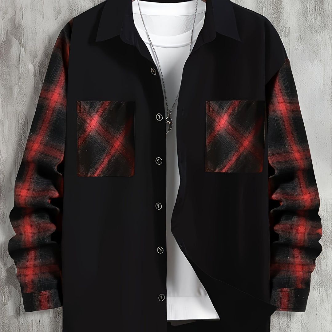 Rylan | Plaid-Sleeve Button-Up Shirt
