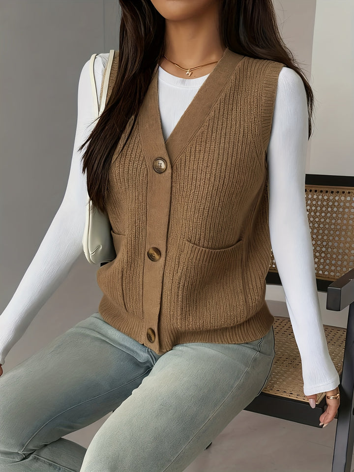Rosaline | Textured Button-Front Vest