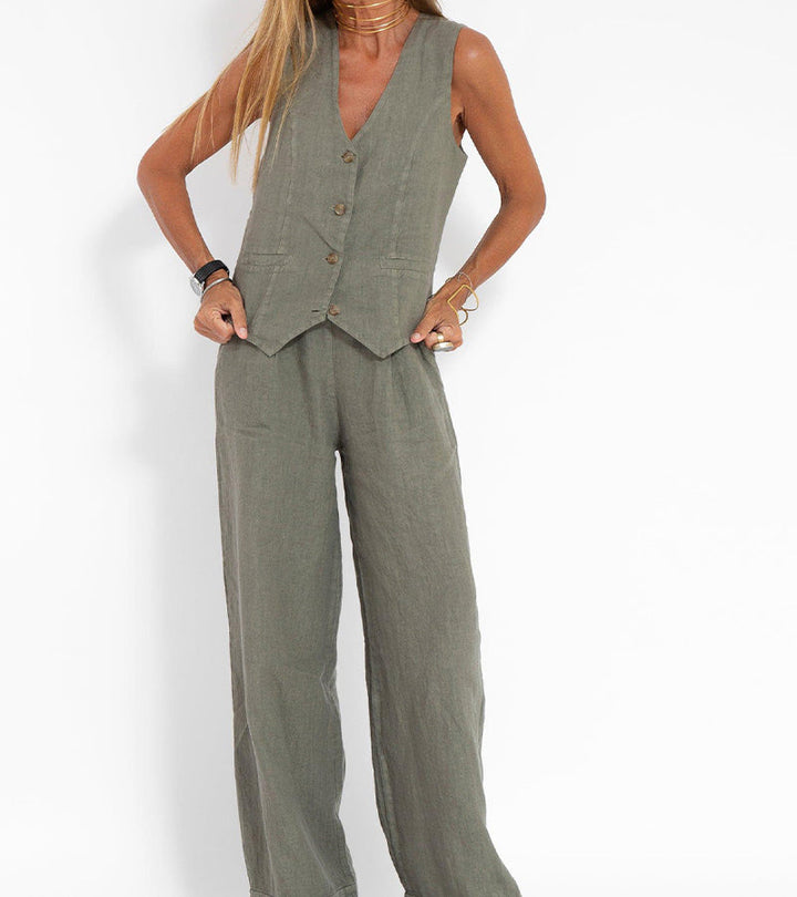 Lauren | Elegant Vest and Wide Leg Pants Set