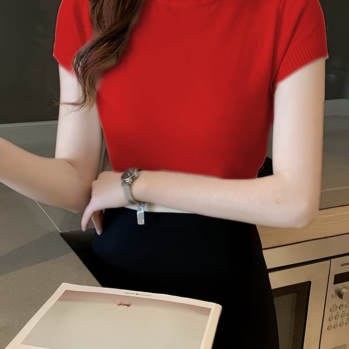 Marnie | Half-Turtleneck Short-Sleeve Top