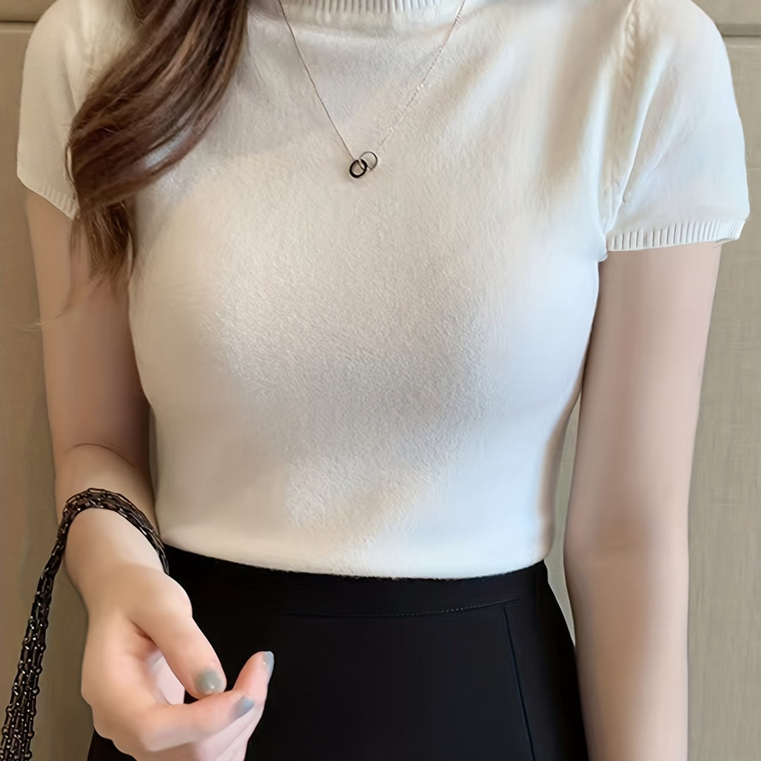 Marnie | Half-Turtleneck Short-Sleeve Top