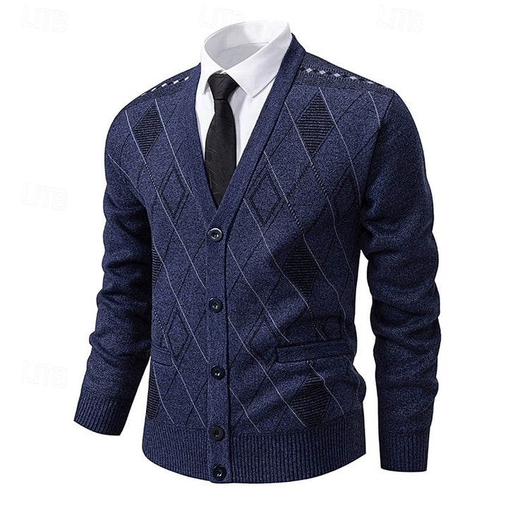 Duncan | Refined Argyle Button-Up Cardigan
