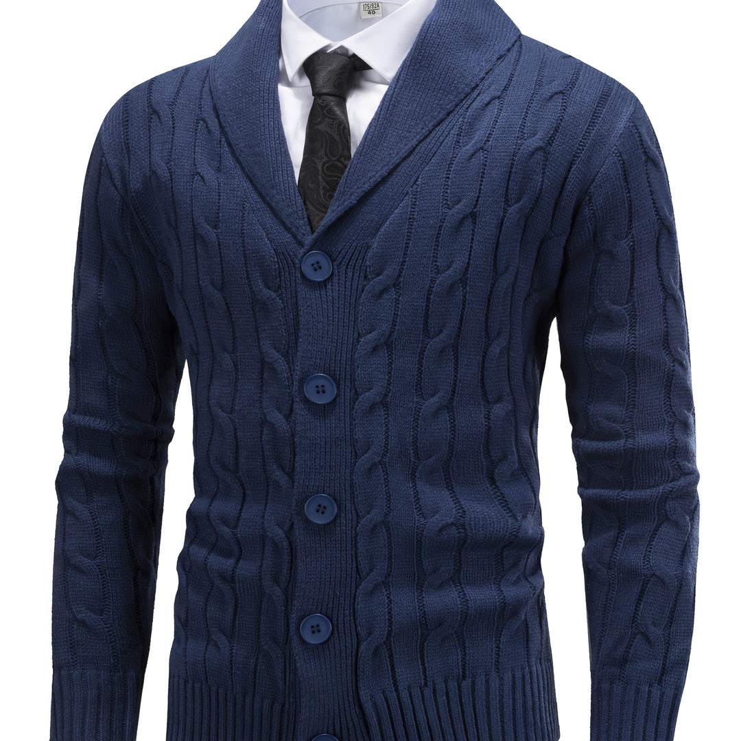 Leonard | Cable-Knit Shawl Collar Cardigan