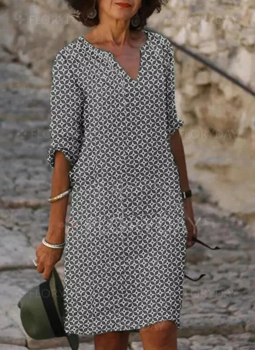 Celia | Vintage Split Neck Summer Dress