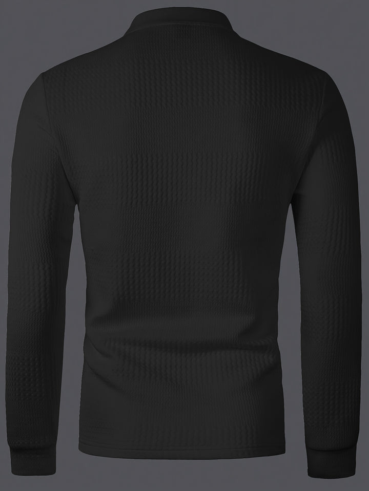 Maxwell | Textured Long Sleeve Polo Shirt