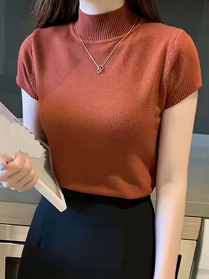 Rowan | Refined Mock-Neck Short Sleeve Top
