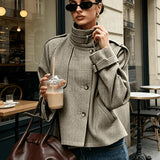 Margaux | Houndstooth Stand-Collar Jacket