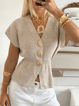 Rachel | Button-Front Knit Top