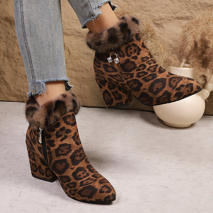 Rosanna | Fur-Trimmed Block Heel Ankle Boots