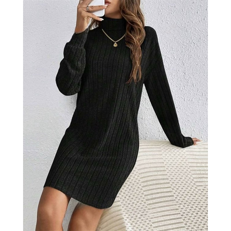 Saskia | High-Neck Ribbed Dress