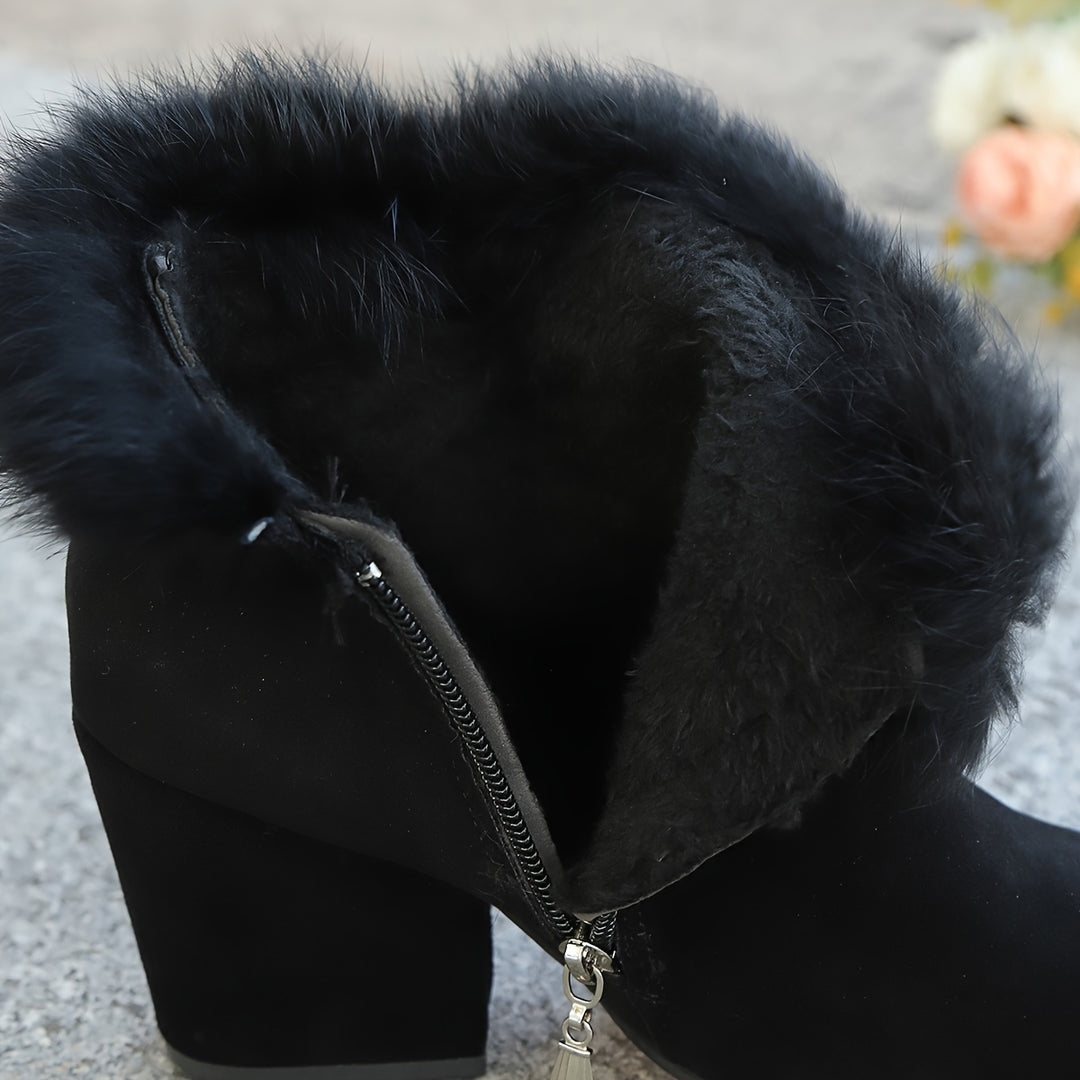 Rosanna | Fur-Trimmed Block Heel Ankle Boots