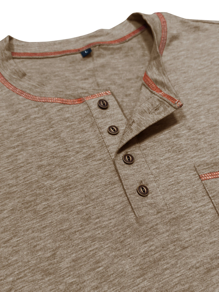 Duncan | Contrast-Stitch Long Sleeve Henley