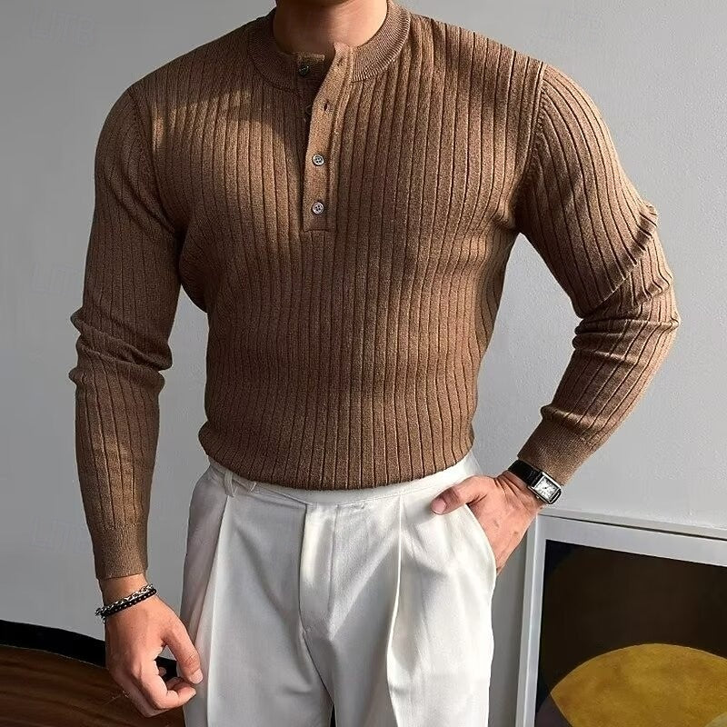 Gabriel | Ribbed Henley Sweater