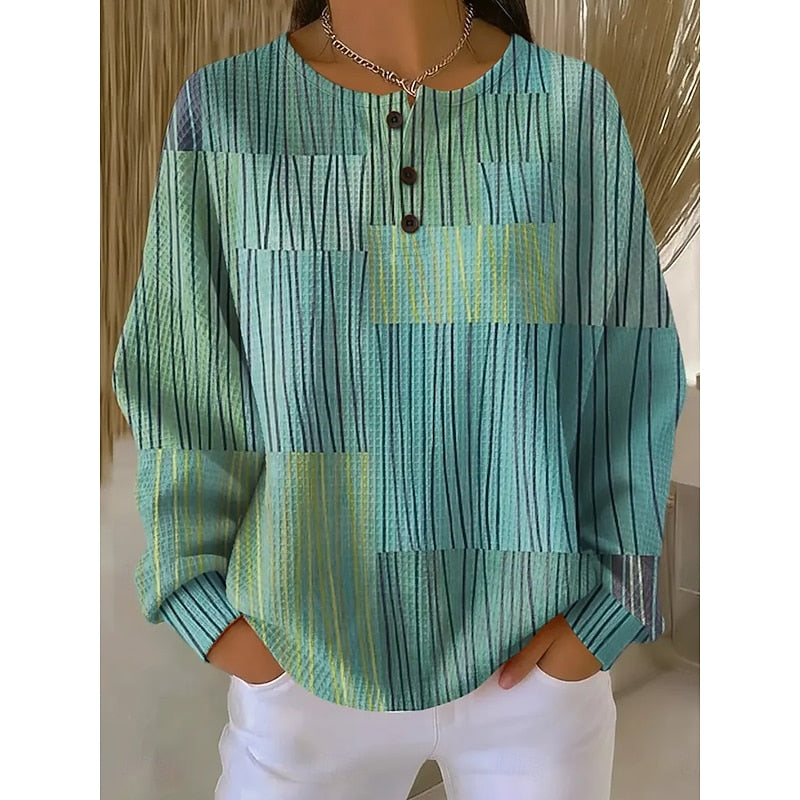 Talia | Artful Button-Neck Sweatshirt