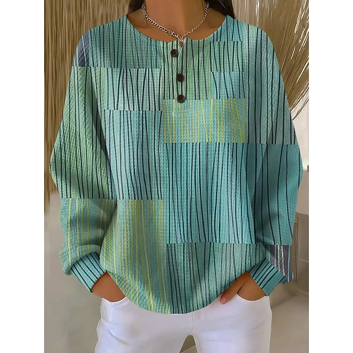 Talia | Artful Button-Neck Sweatshirt