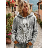 Della | Halloween Skull Print Oversized Hoodie