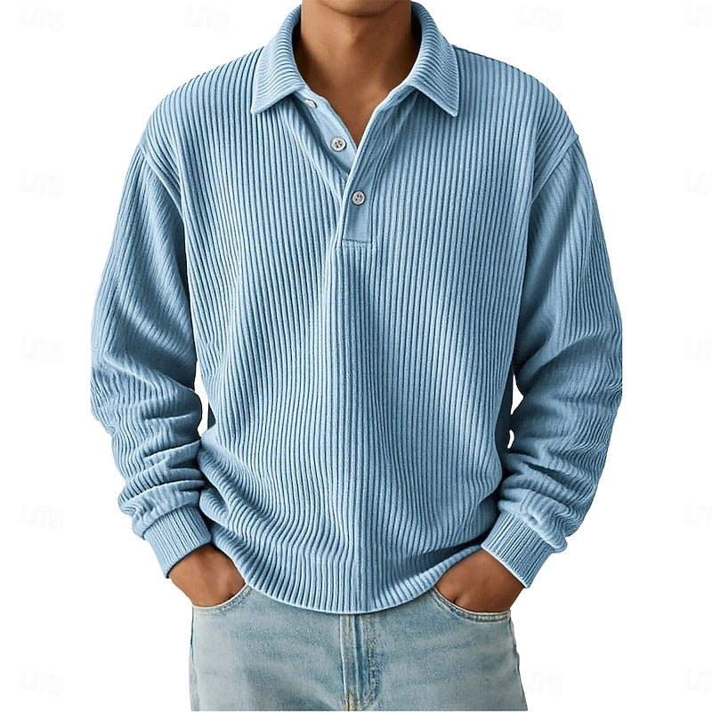 Oscar | Ribbed Long-Sleeve Polo Shirt