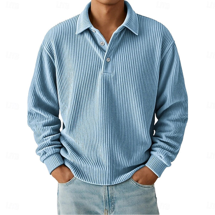 Oscar | Ribbed Long-Sleeve Polo Shirt