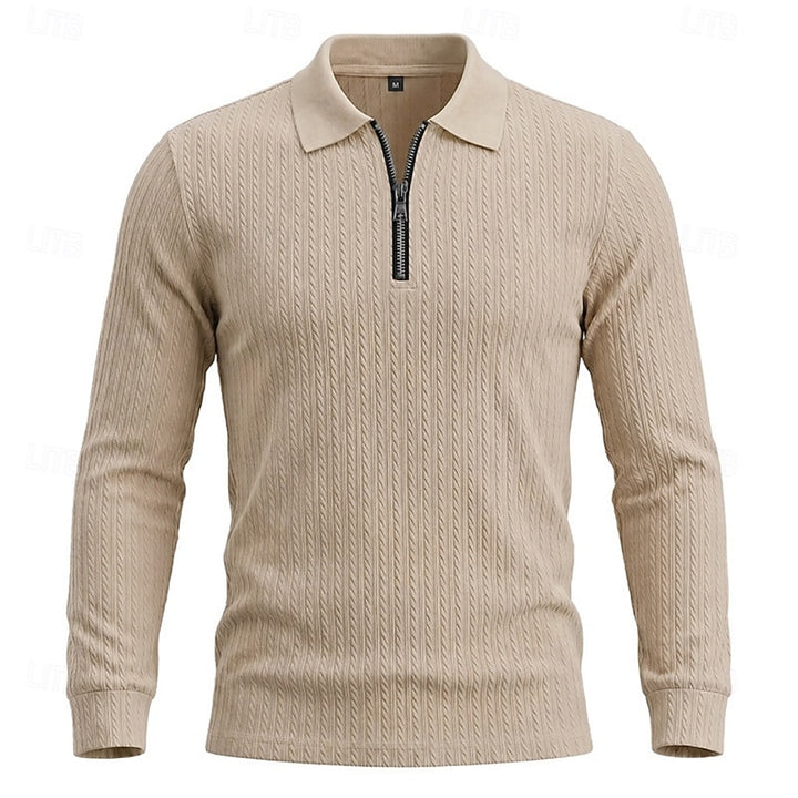 Declan | Textured Quarter-Zip Polo Shirt