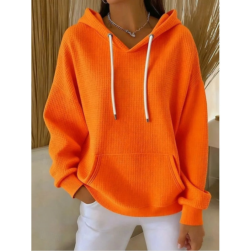 Danielle | Waffle-Textured Pullover Hoodie