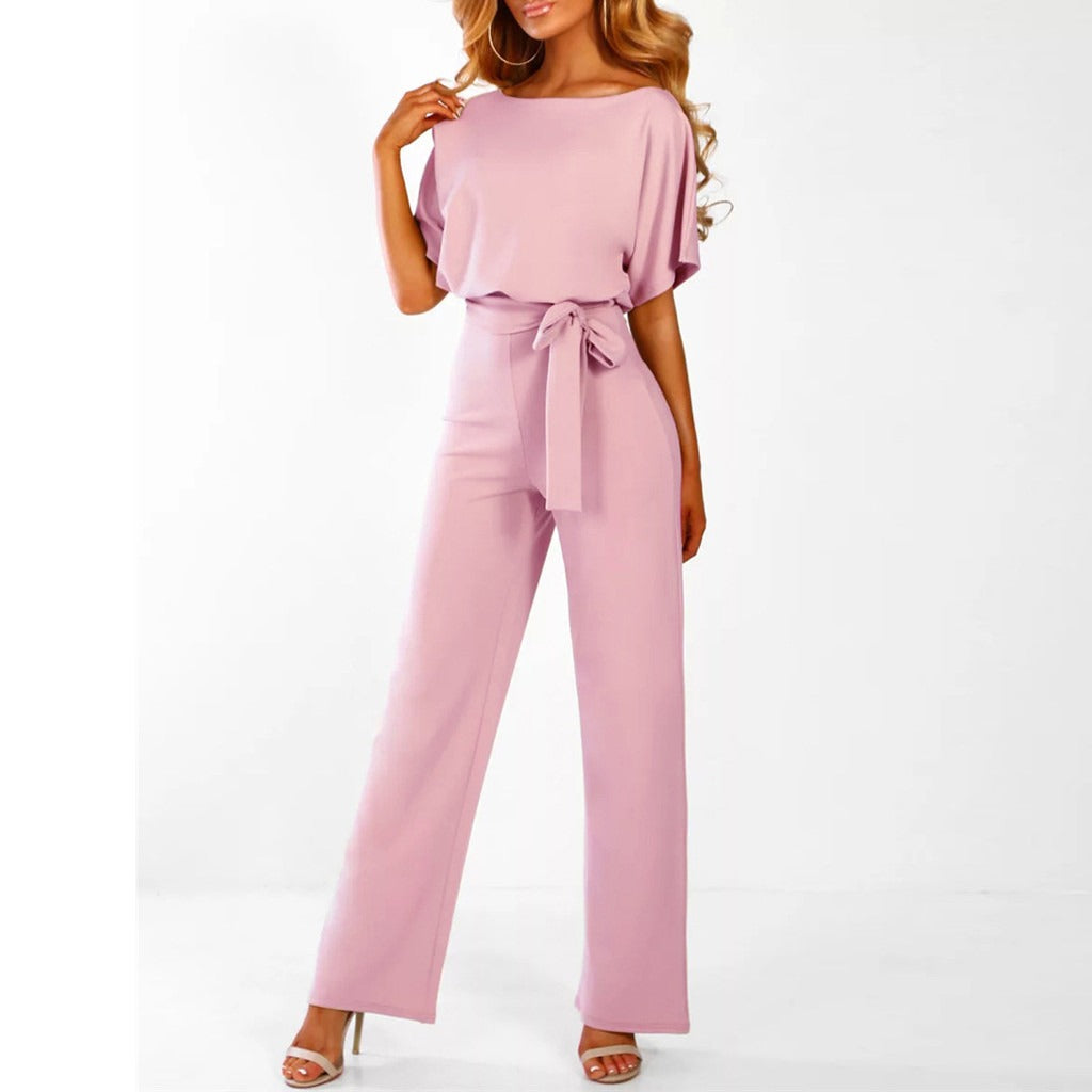 Cecily | Elegant Wide-Leg Jumpsuit with Tie Belt