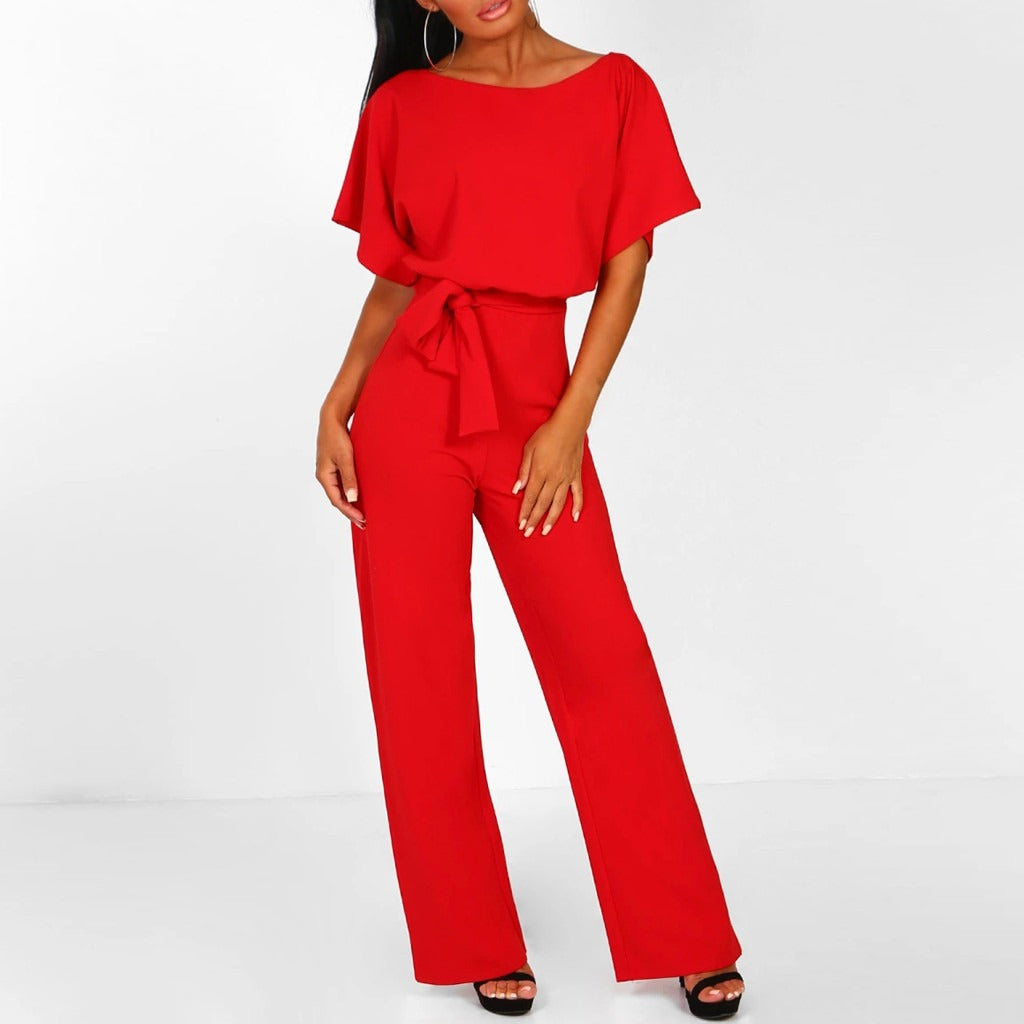 Cecily | Elegant Wide-Leg Jumpsuit with Tie Belt