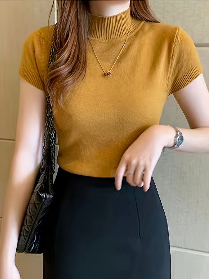 Rowan | Refined Mock-Neck Short Sleeve Top