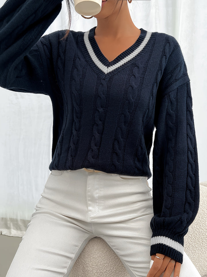 Tamara | Classic Cable-Knit V-Neck Sweater
