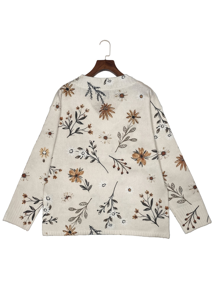 Magnolia | Floral V-Neck Sweater