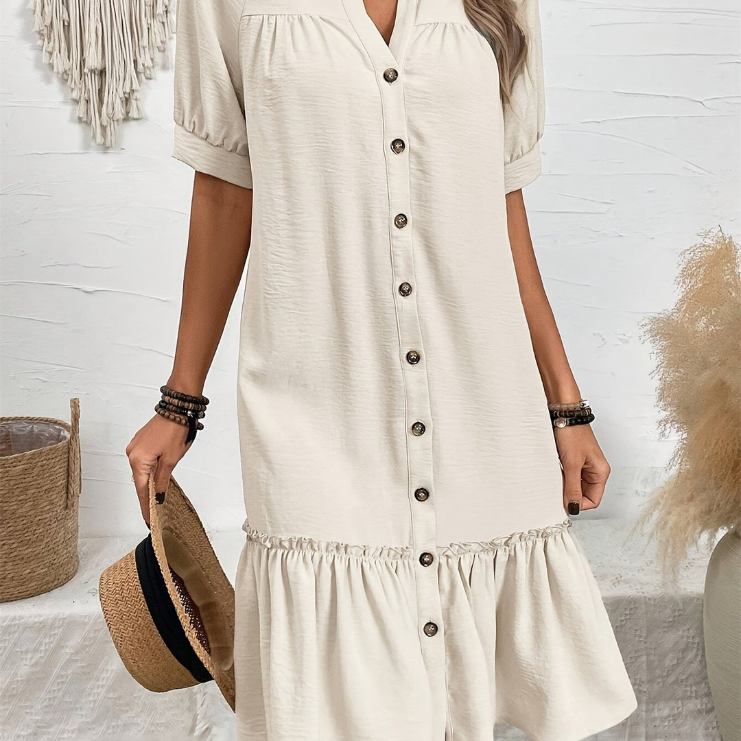 Maevelle | Elegant Boho Button Midi Dress